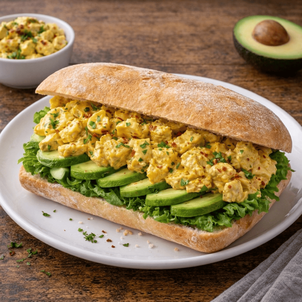 Coronation Chicken and Avocado Ciabtta